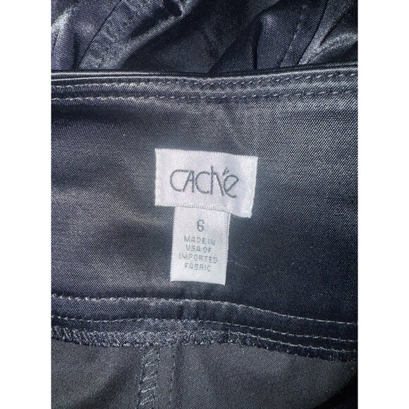 Vintage Cache Black Solid Capri Pants Size 6 Made In USA With Button Detailing & - Picture 6 of 7